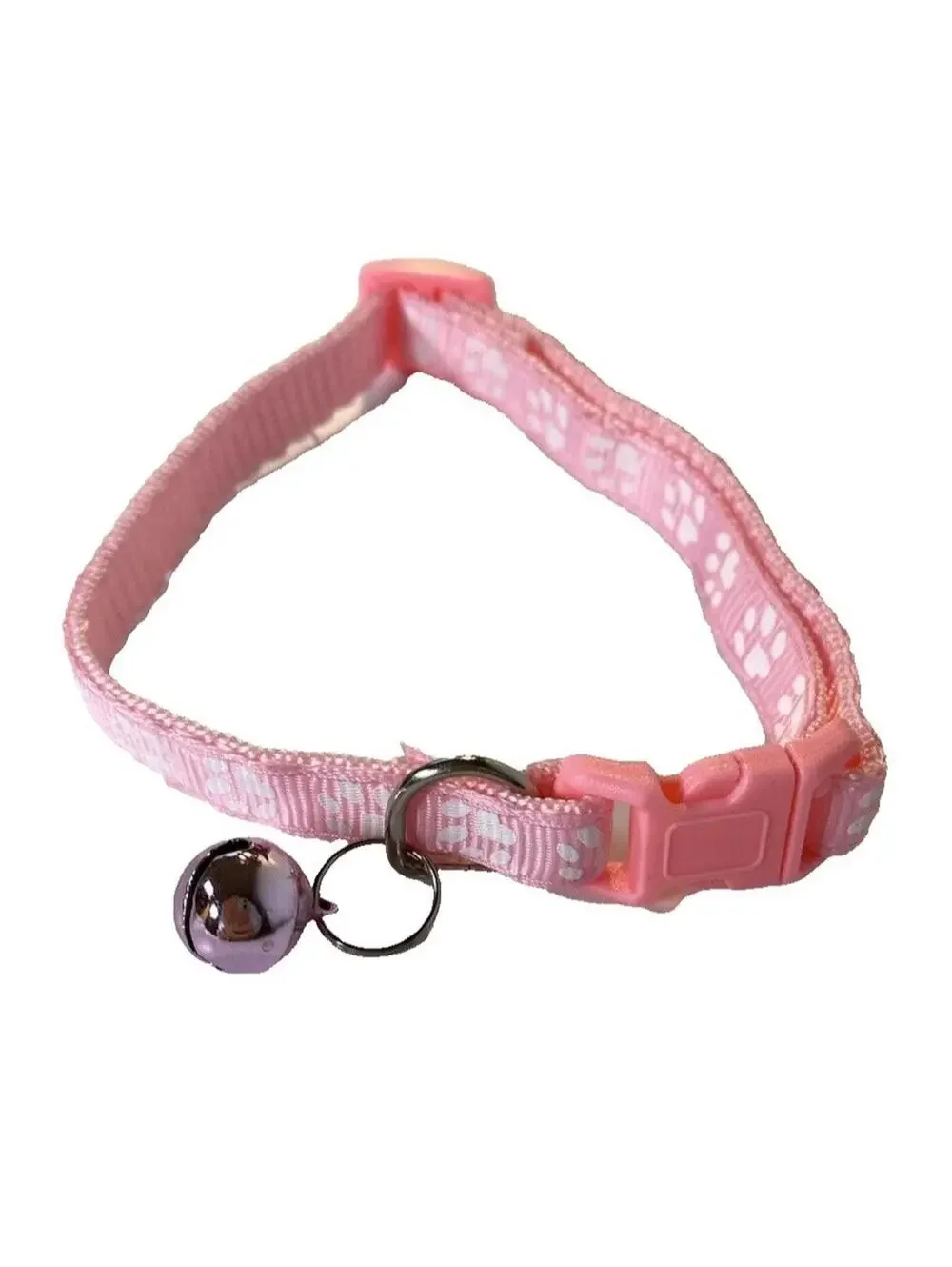 Pink Pet Collar for Cats and Small Dogs Cute With Bell Paws Adjustable Size New